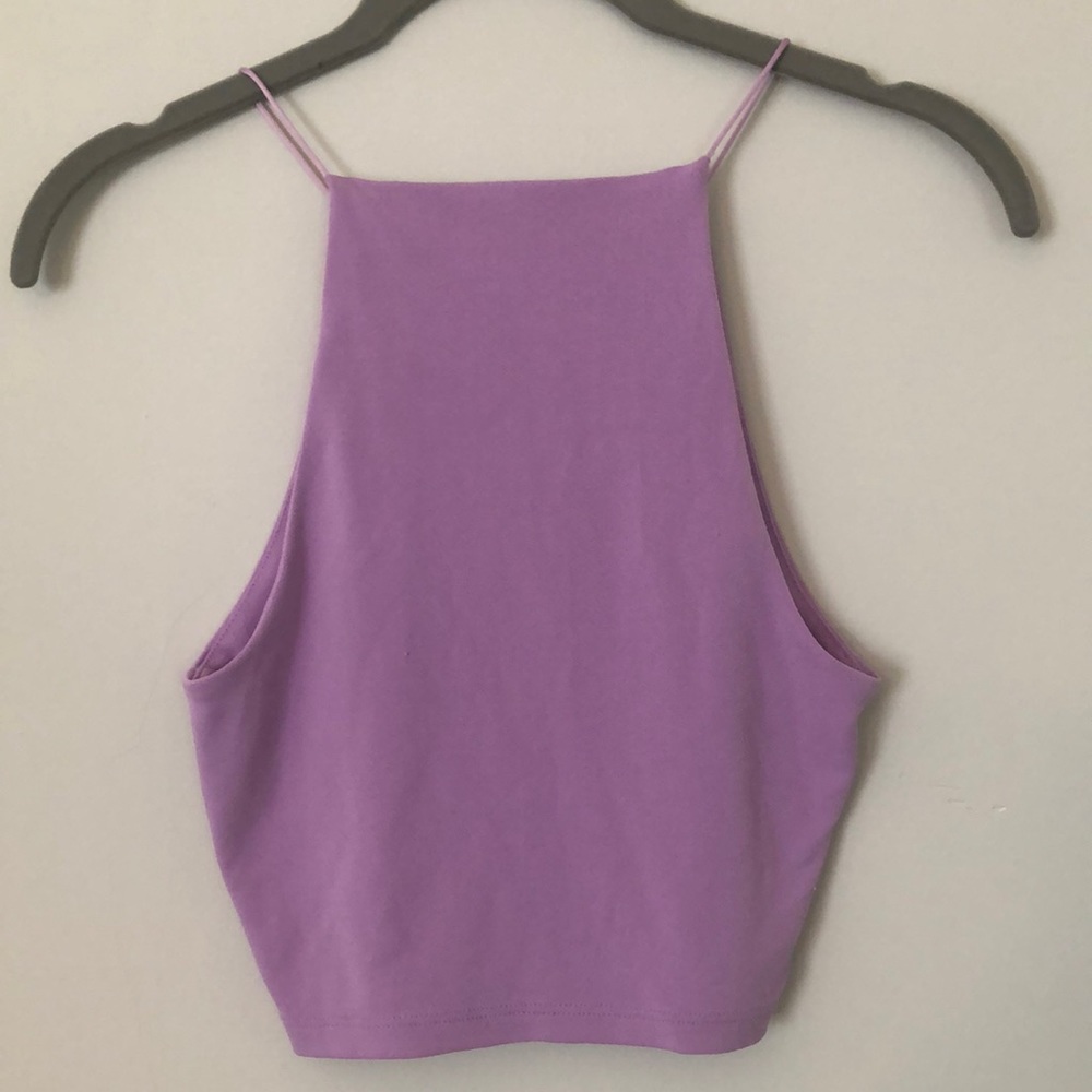 Purple high neck crop top